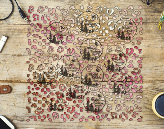 UVDTF Rosy Patina Small Fuzzy Leopard Print 10"x10" Element Sheet