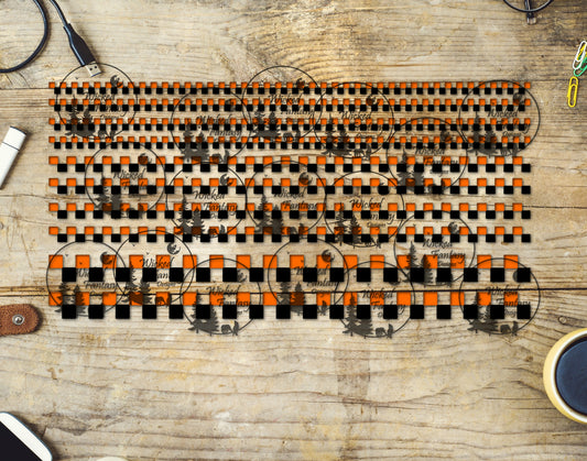 UVDTF Black and Orange Checkered 6x12" Striping Element