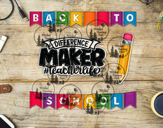 UVDTF Difference Maker Teacher 20oz 30oz 10"x10" Element