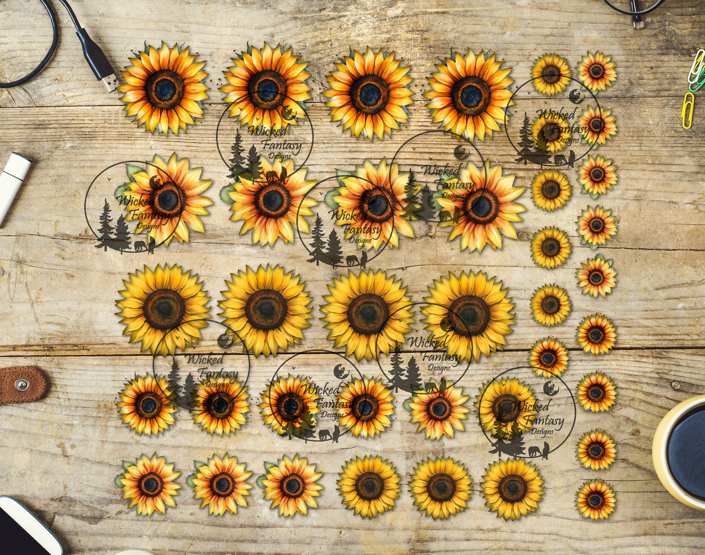 UVDTF Sunflowers Element 10"x10"