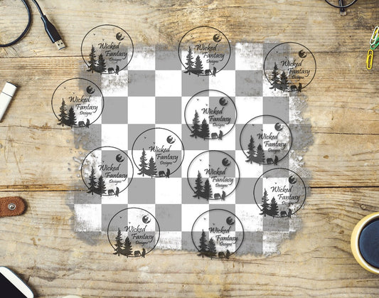 UVDTF Grey Checkered Spot