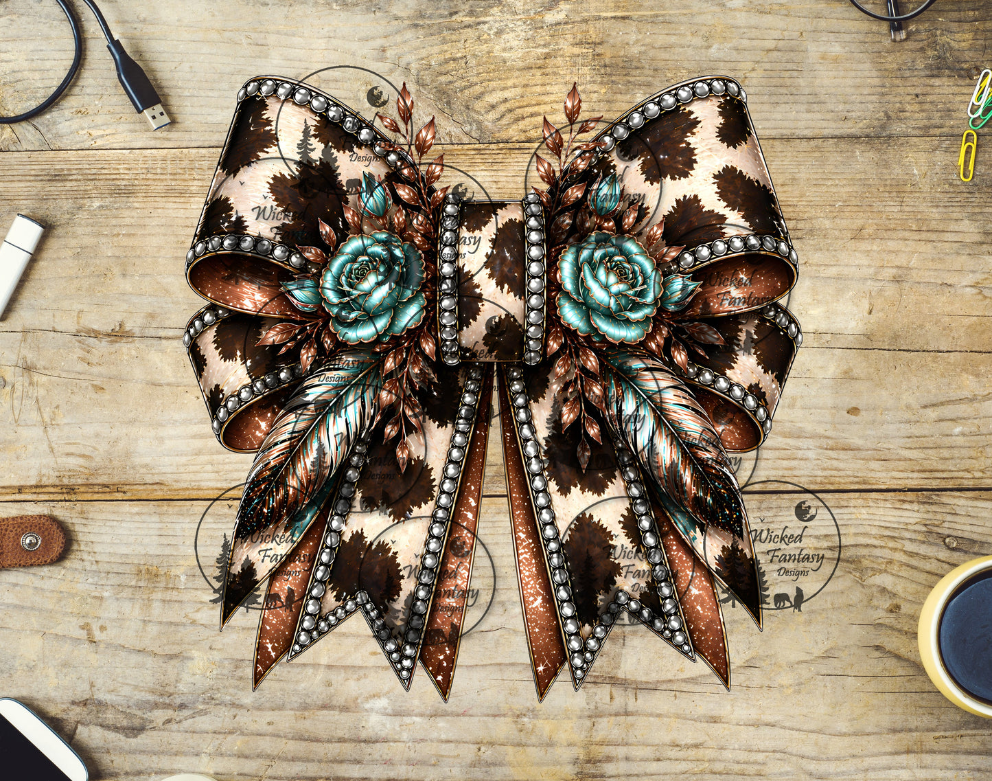 UVDTF Western Glam Cow Print Bow