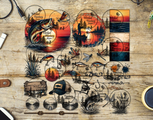 UVDTF Sunset Fishing Multimedia Element Sheet