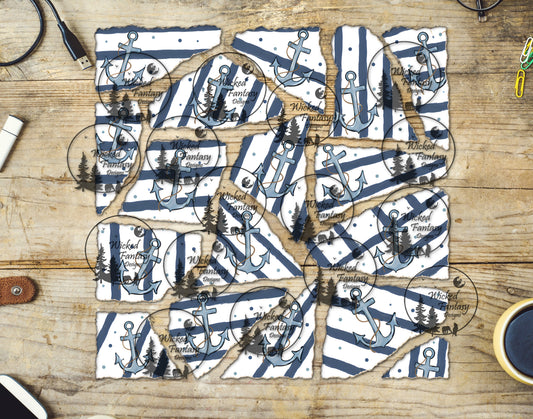 UVDTF Anchor Stripes Ripped Pages Filler Element Sheet
