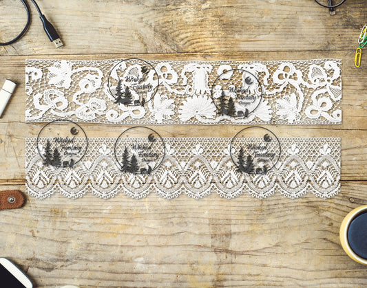 UVDTF Vintage White Lace Border Element 12"