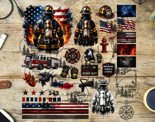 UVDTF Fireman Element Sheet