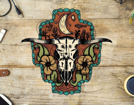UVDTF Sketched Cow Skull Concho
