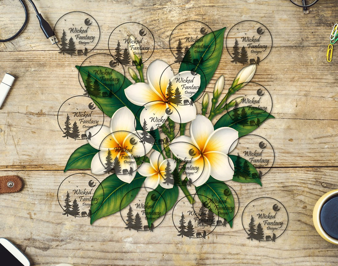 UVDTF Plumeria Floral Arrangement