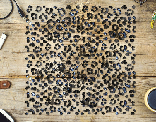 UVDTF Midnight Static Small Fuzzy Leopard Print 10"x10" Element Sheet