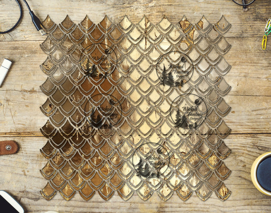 UVDTF Gold Grunge Dragon Scales 10"x10" Element