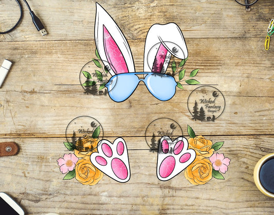 UVDTF Rabbit ears and feet with sunglasses