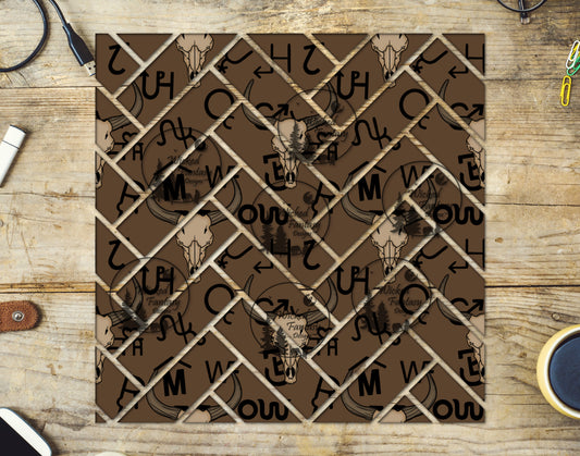 UVDTF Cow Skull and Brands Herringbone 20oz 30oz 10"x10"