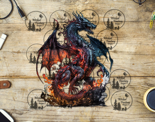 UVDTF Fantasy Black Dragon with Fire