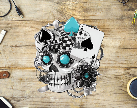 UVDTF Ace of Spades Turquoise Concho Skull