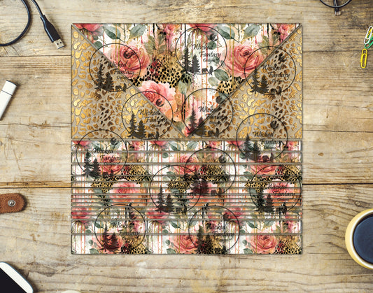UVDTF Coral Leopard Rose 20oz 30oz 10"x10" Triangles and Striping Element Sheet