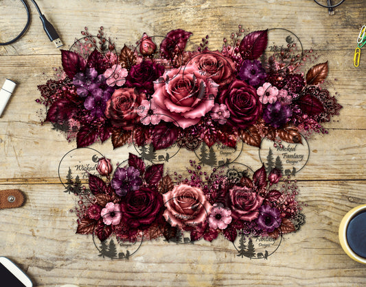 UVDTF Regal Dusty Rose and Pink Floral 40oz 16oz
