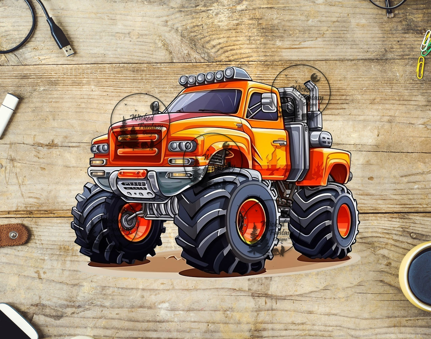 UVDTF Orange Monster Truck