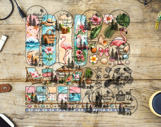 UVDTF Flamingo Beach Multimedia Element Sheet