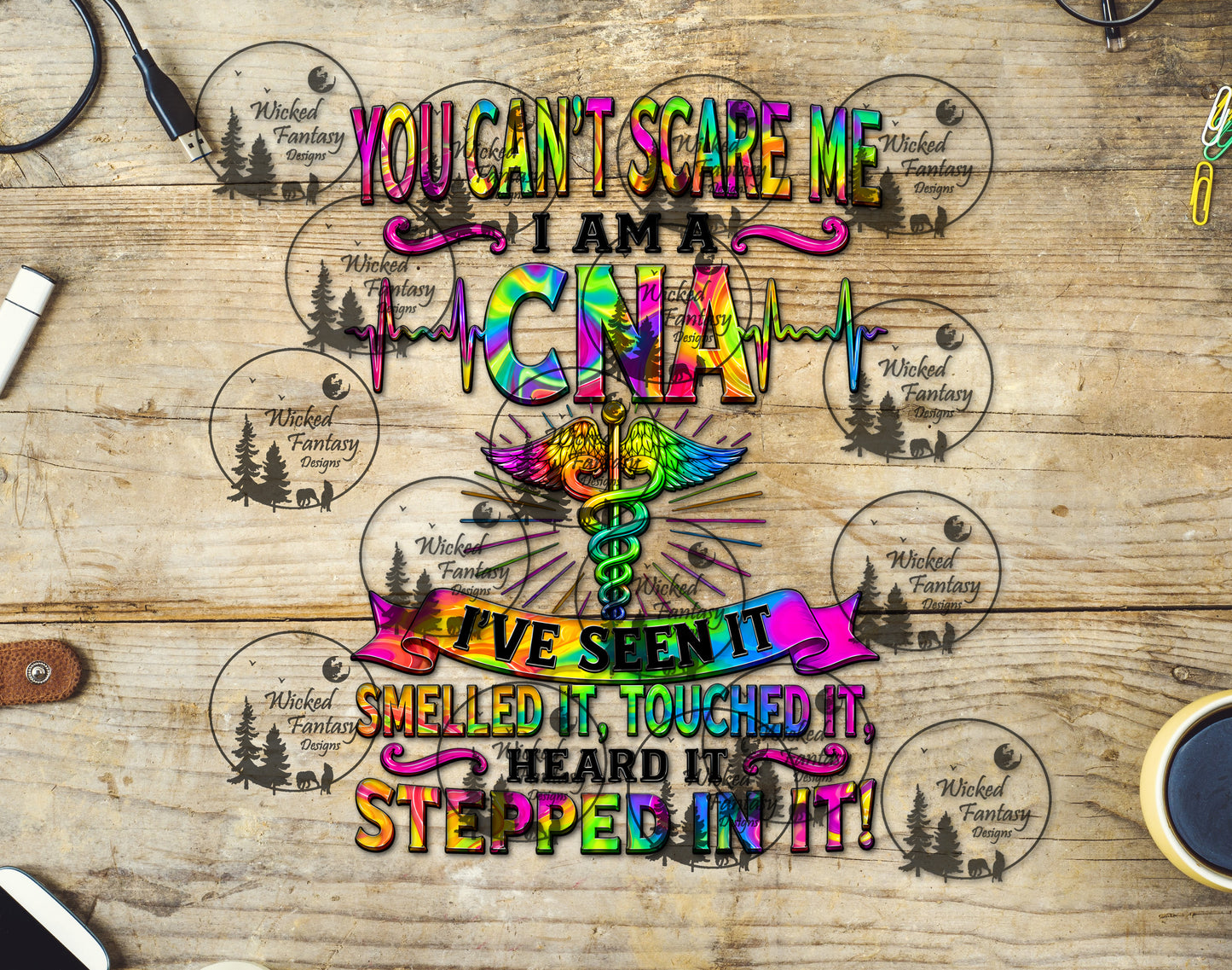 UVDTF You Can't Scare Me I'm A CNA Funny Tie-Dye