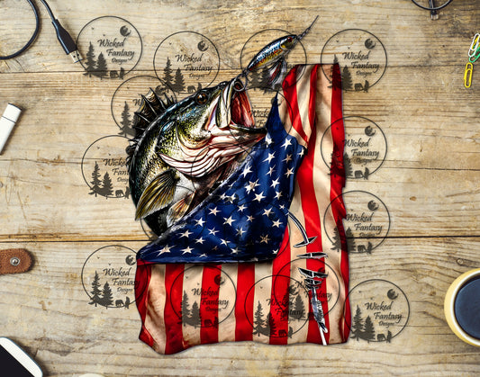UVDTF Bass Fish and Flag