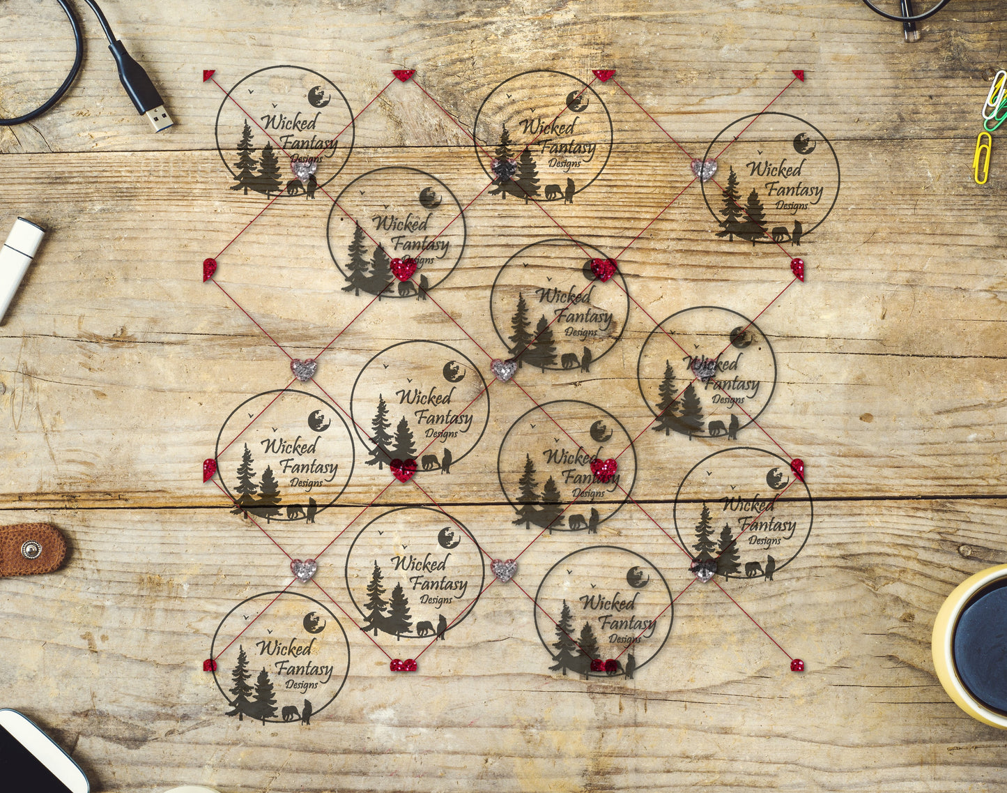 UVDTF Quilted Hearts 20oz 30oz 10"x10"