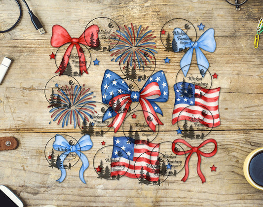 UVDTF Patriotic Bows and Flags