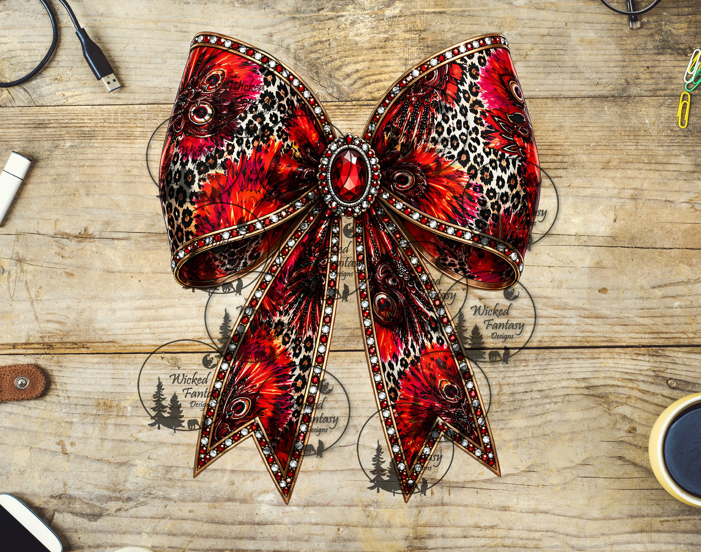 UVDTF Crimson Luxe Leopard Bow