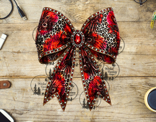 UVDTF Crimson Luxe Leopard Bow
