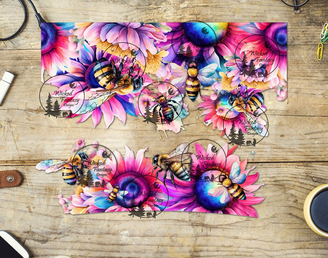 UVDTF Pink Sunflowers and Butterflies 16oz 40oz Tumbler Wrap