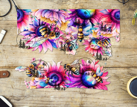 UVDTF Pink Sunflowers and Butterflies 16oz 40oz Tumbler Wrap