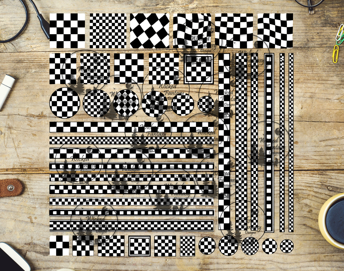 UVDTF Checkered Pattern Element Sheet