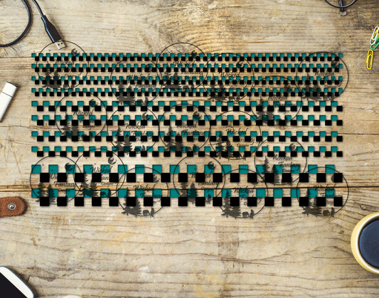 UVDTF Black and Teal Checkered 6x12" Striping Element
