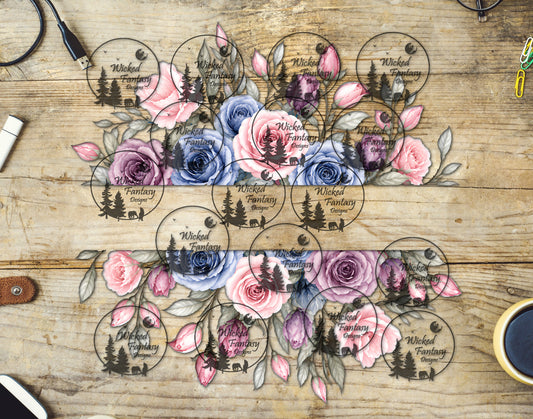 UVDTF Pale Pastel Flowers Border Elements