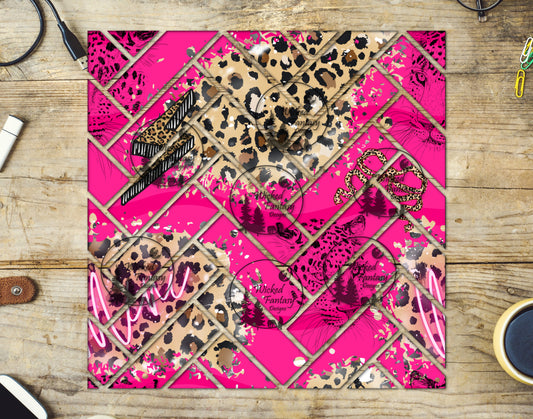 UVDTF Hot Pink and Leopard Herringbone 20oz 30oz 10"x10"