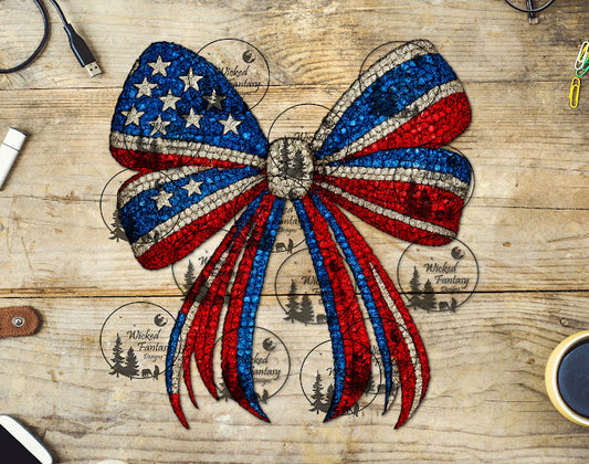 UVDTF Patriotic Rhinestone Bow