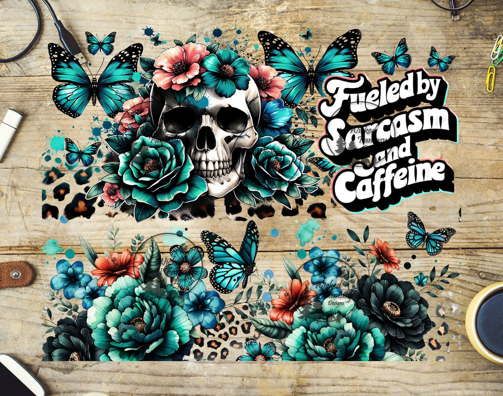 UVDTF Fueled by Sarcasm and Caffeine 20oz 30oz 10"x10" Element