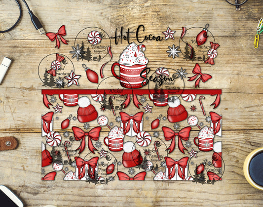 UVDTF Hot Cocoa Season Red Beanie and Bows 20oz 30oz 10"x10" Element