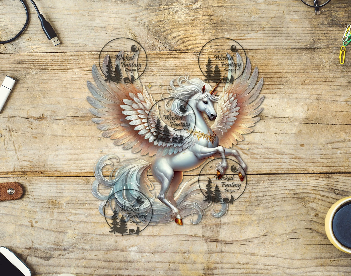 UVDTF Glowing White Pegasus Unicorn