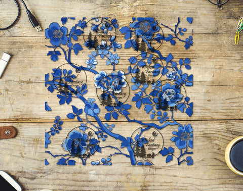 UVDTF Blue Chinoiserie Floral  20oz 30oz 10"x10" Element