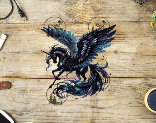 UVDTF Blue Black Pegasus Unicorn