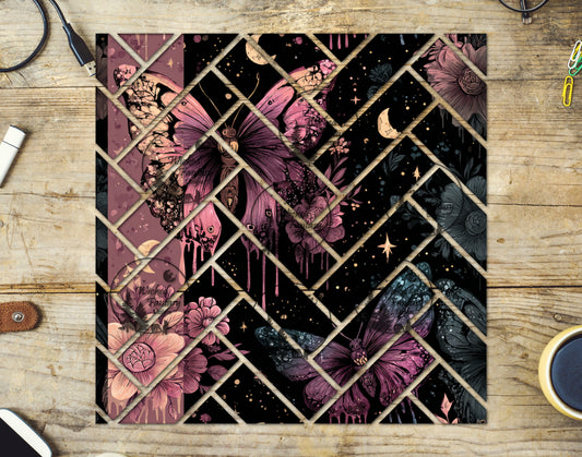 UVDTF Mauve Butterfly Herringbone 20oz 30oz 10"x10"