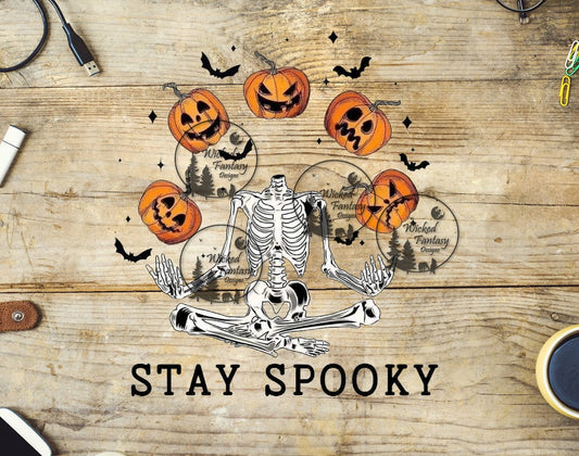 UVDTF Stay Spooky Skeleton Juggling Jack O' Lanterns