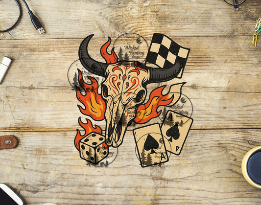 UVDTF Cow Skull Dice and Aces
