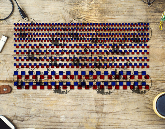 UVDTF Blue and Orange Checkered 6x12" Striping Element