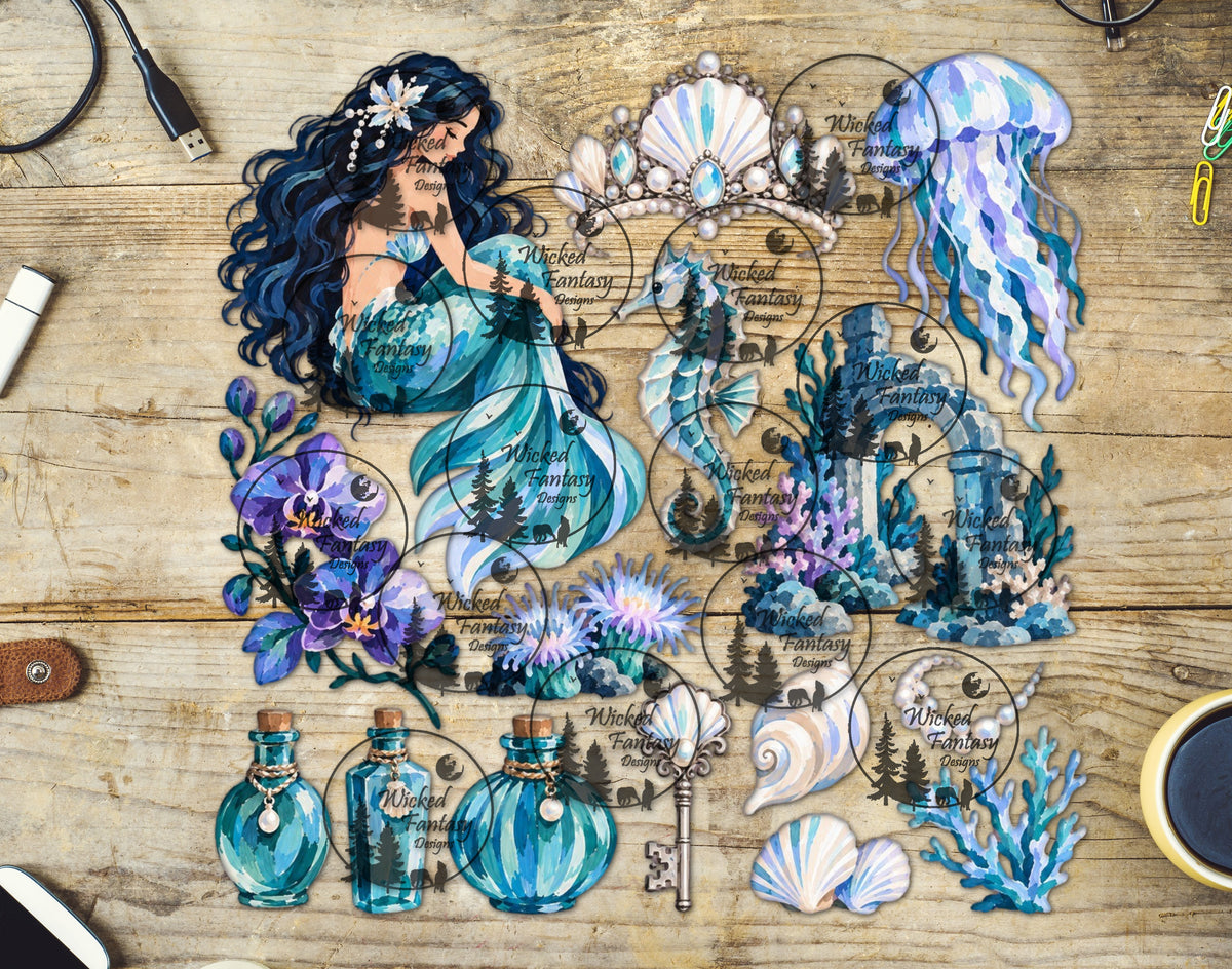 UVDTF Teal Periwinkle Mermaid Element Sheet