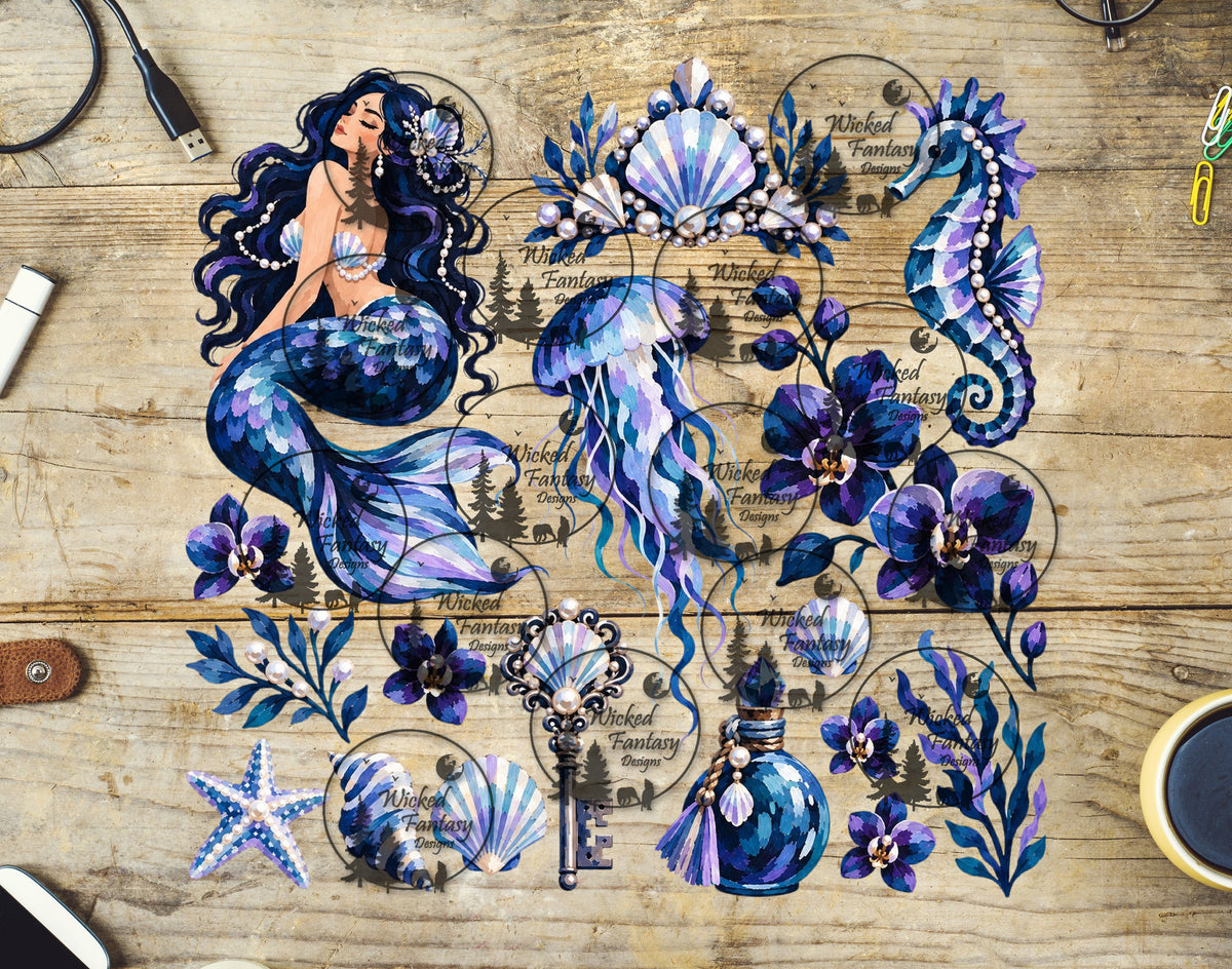UVDTF Indigo Mermaid Element Sheet
