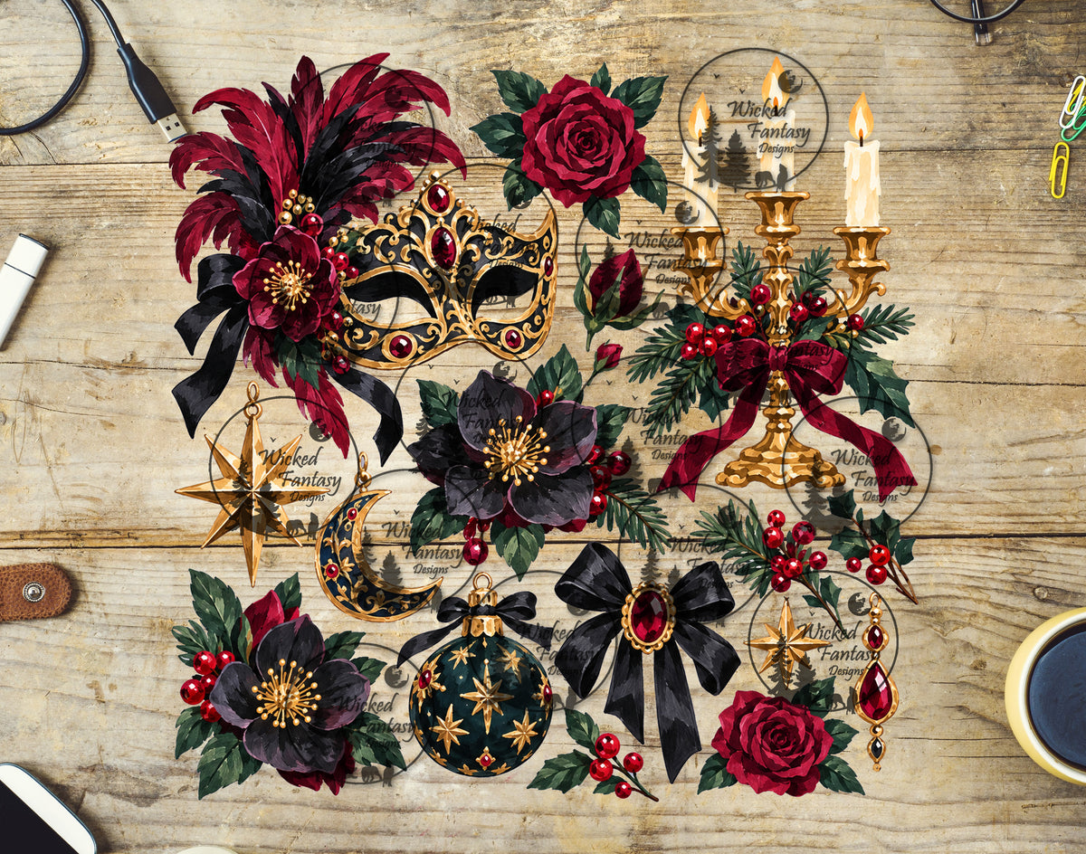 UVDTF Gilded Mask Christmas Element Sheet