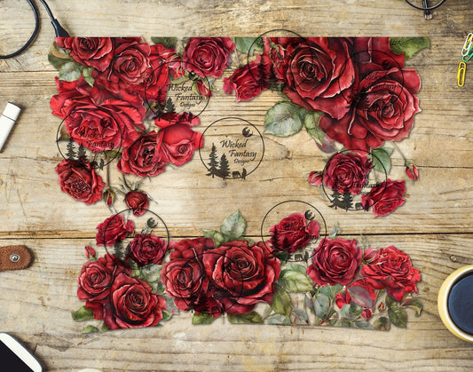 UVDTF Red Roses 16oz 40oz Tumbler Wrap