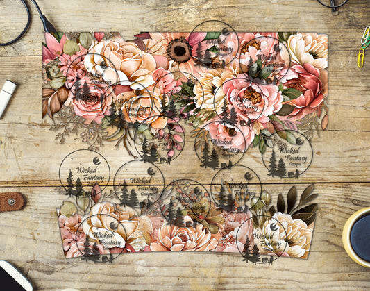 UVDTF Dusty Pink Florals 40oz 16oz