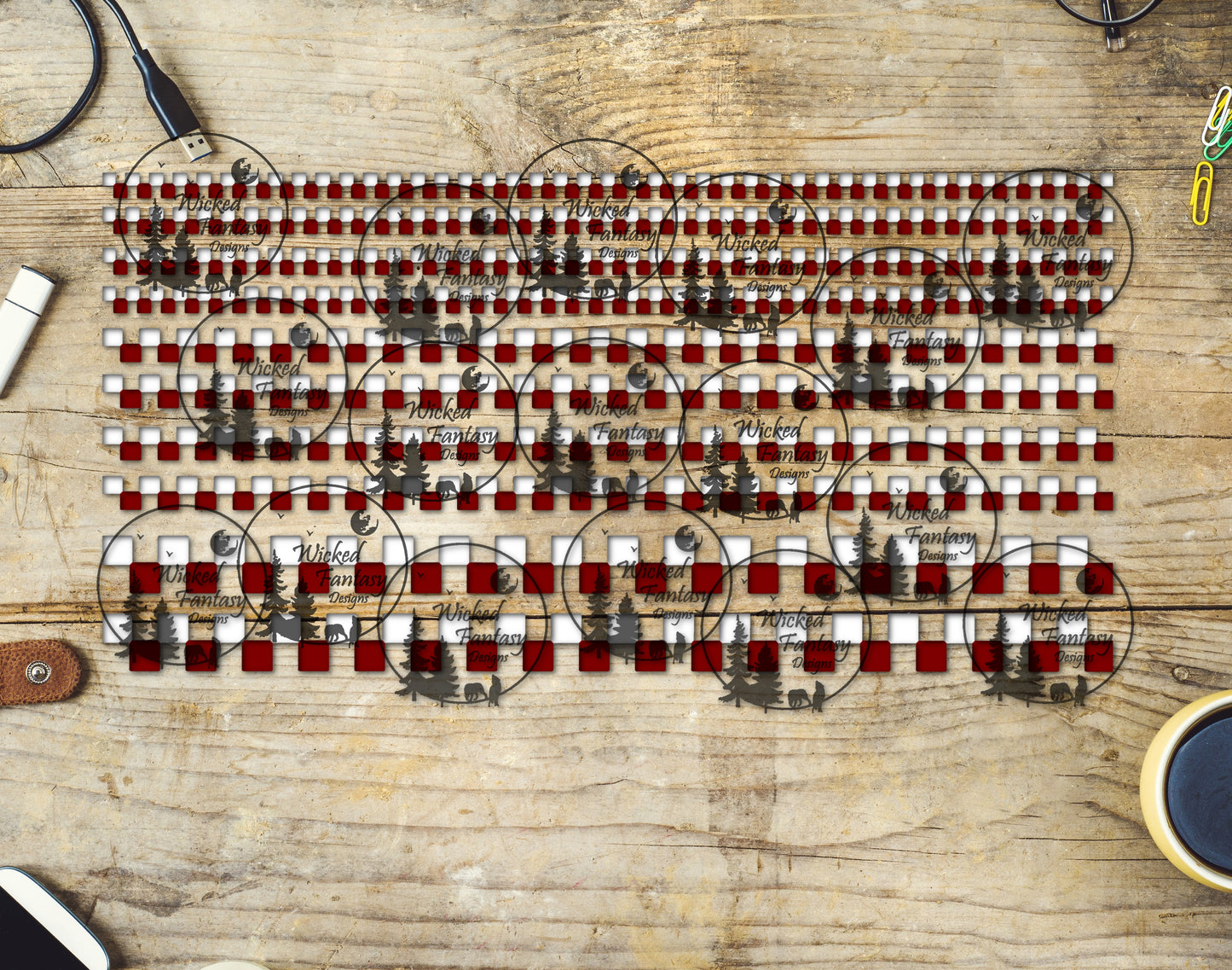 UVDTF Red and White Checkered 6x12" Striping Element